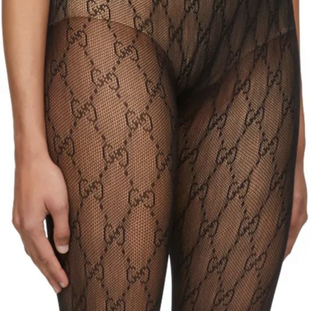 Gucci Black Intarsia Fishnet Tights